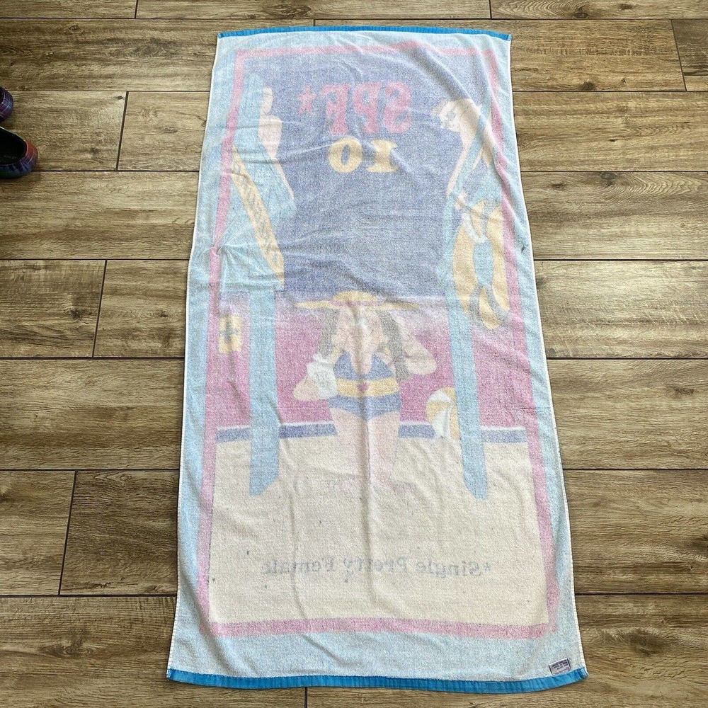 Vintage Cathy Guisewite Beach Towel 80s 90s Single Pretty Female - Picture 3 of 11